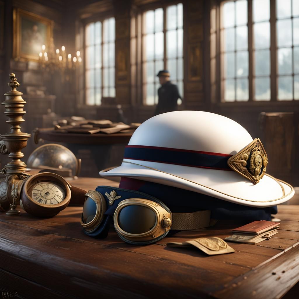 Woman in Napoleonic Uniform with Pith Helmet