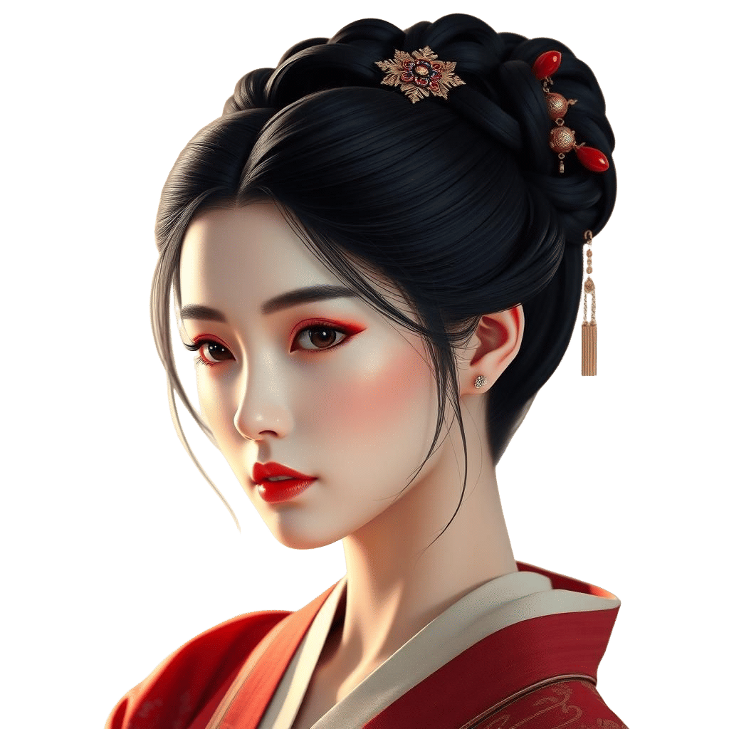 Beautiful Korean Woman Portrait in Digital Art Style