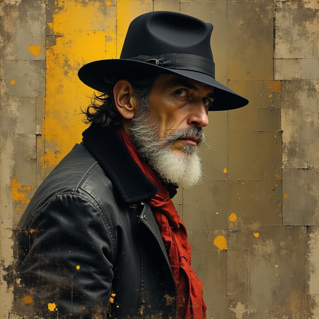 Leonard Cohen with Black Hat Portrait