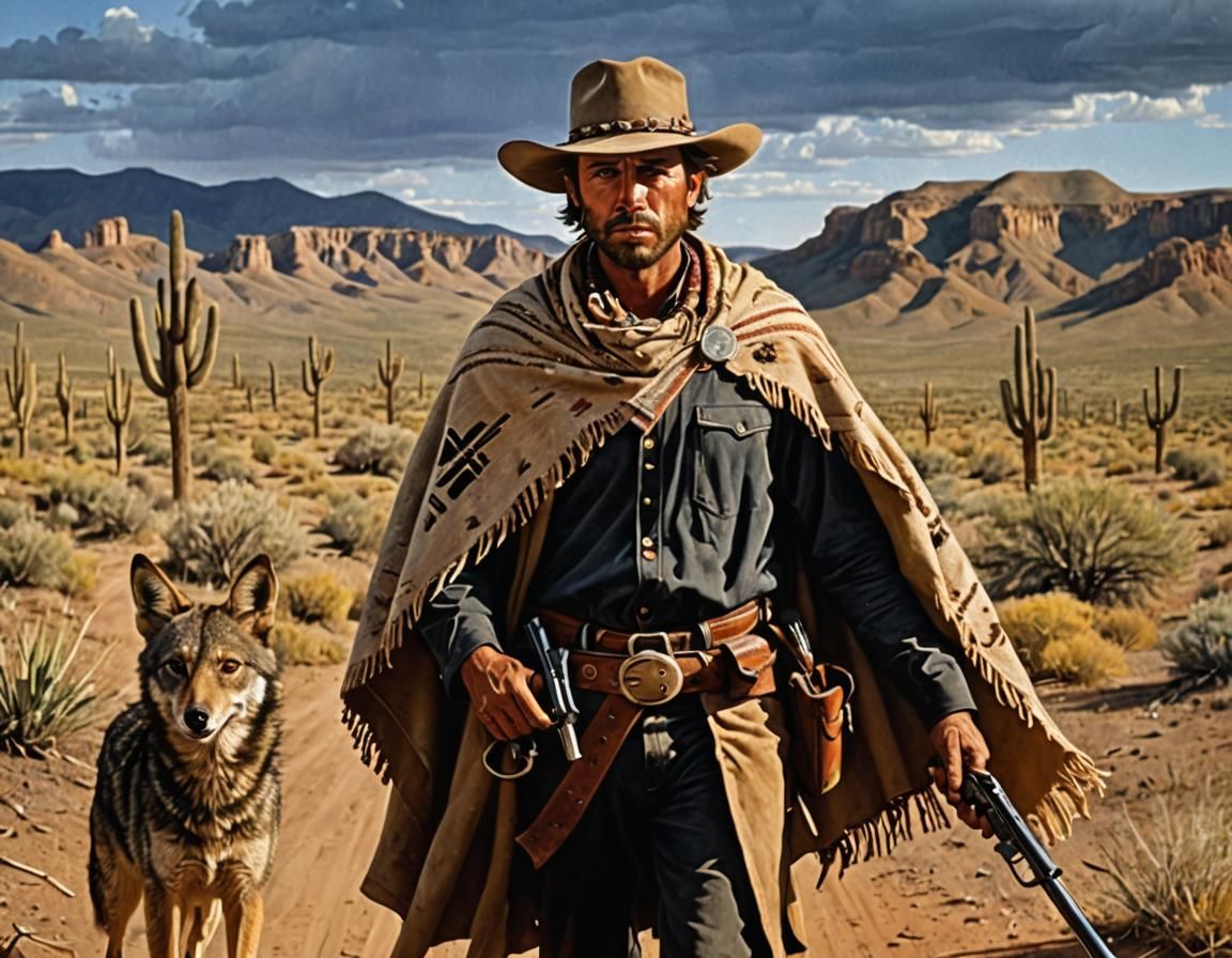 Wild West Bandit with Coyote in New Mexico
