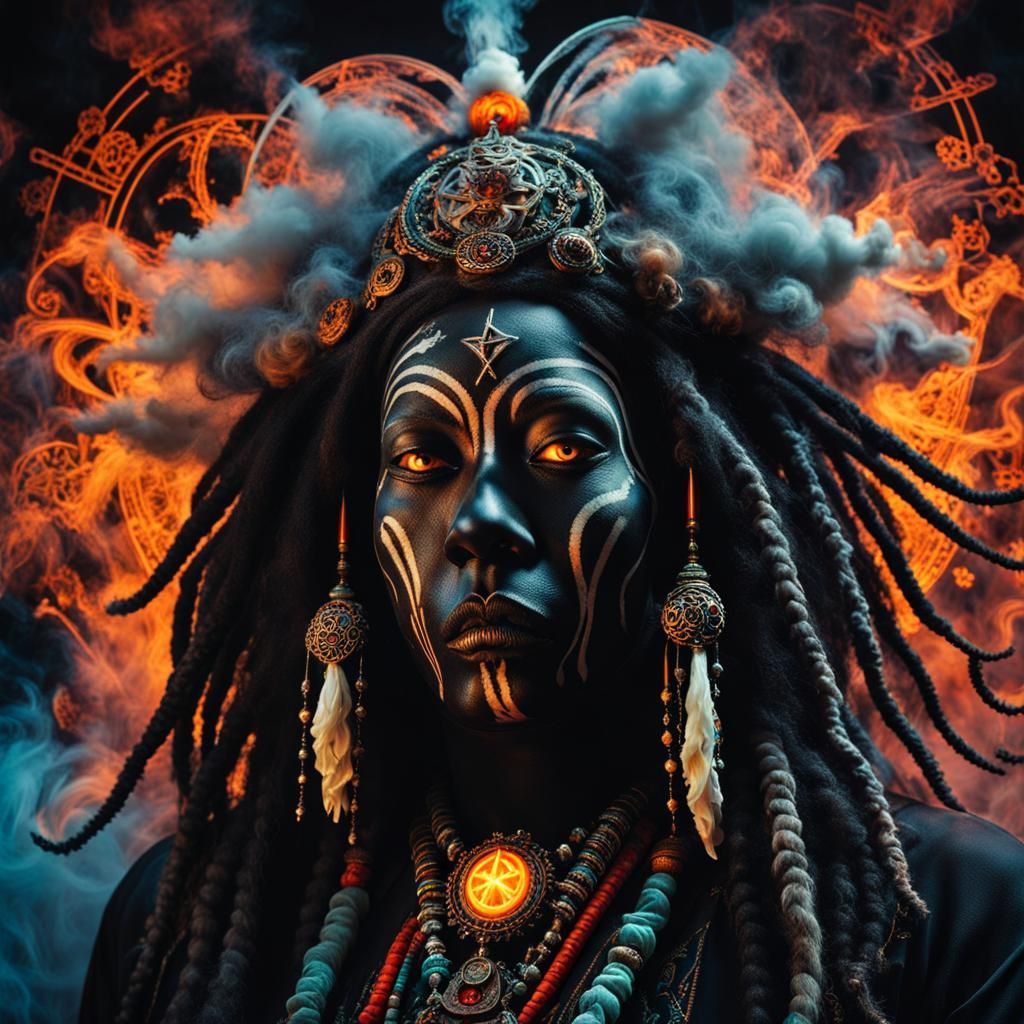 Ethereal Voodoo Phantom in Ghostly Smoke