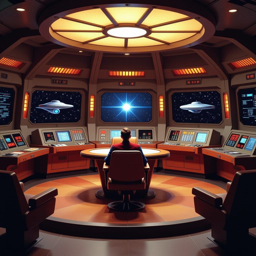 The Original Star Trek Bridge in Retro-Futuristic Style
