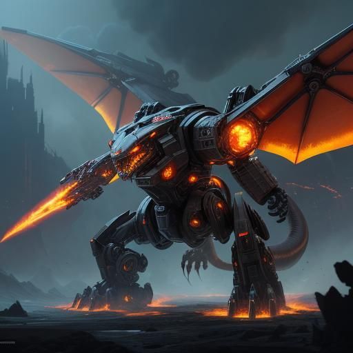 Robotic Charizard with Plasma Thrusters, Detailed Matte Pain...