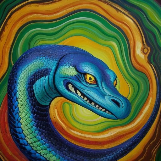 Cheerful Boa Constrictor in Expressionist Impasto Style