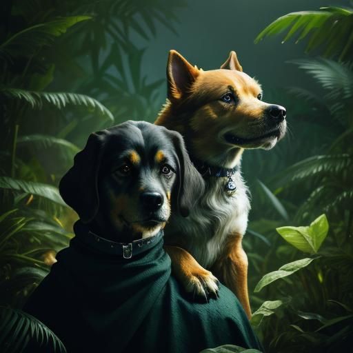 Dog Barking in Jungle: Cinematic Film Still