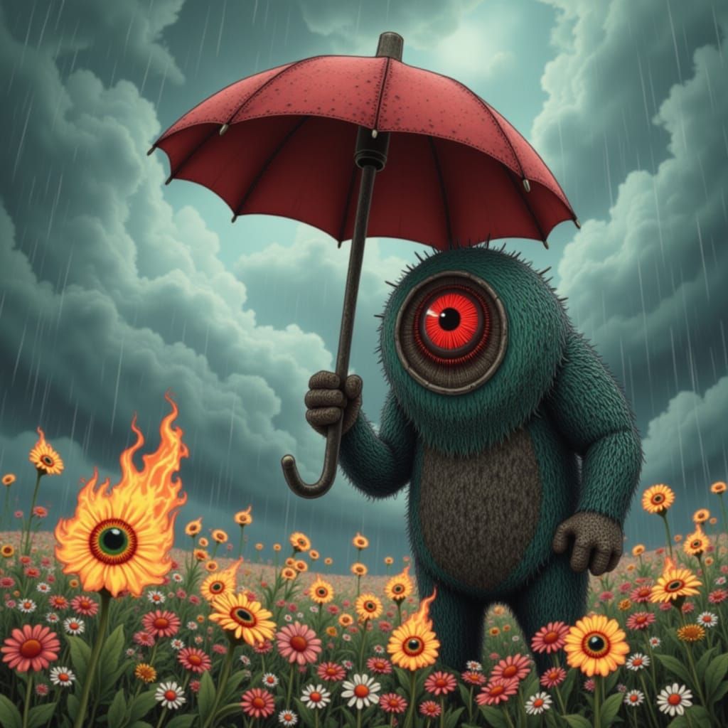 Giant Monster Protects Fire Elementals From Rain