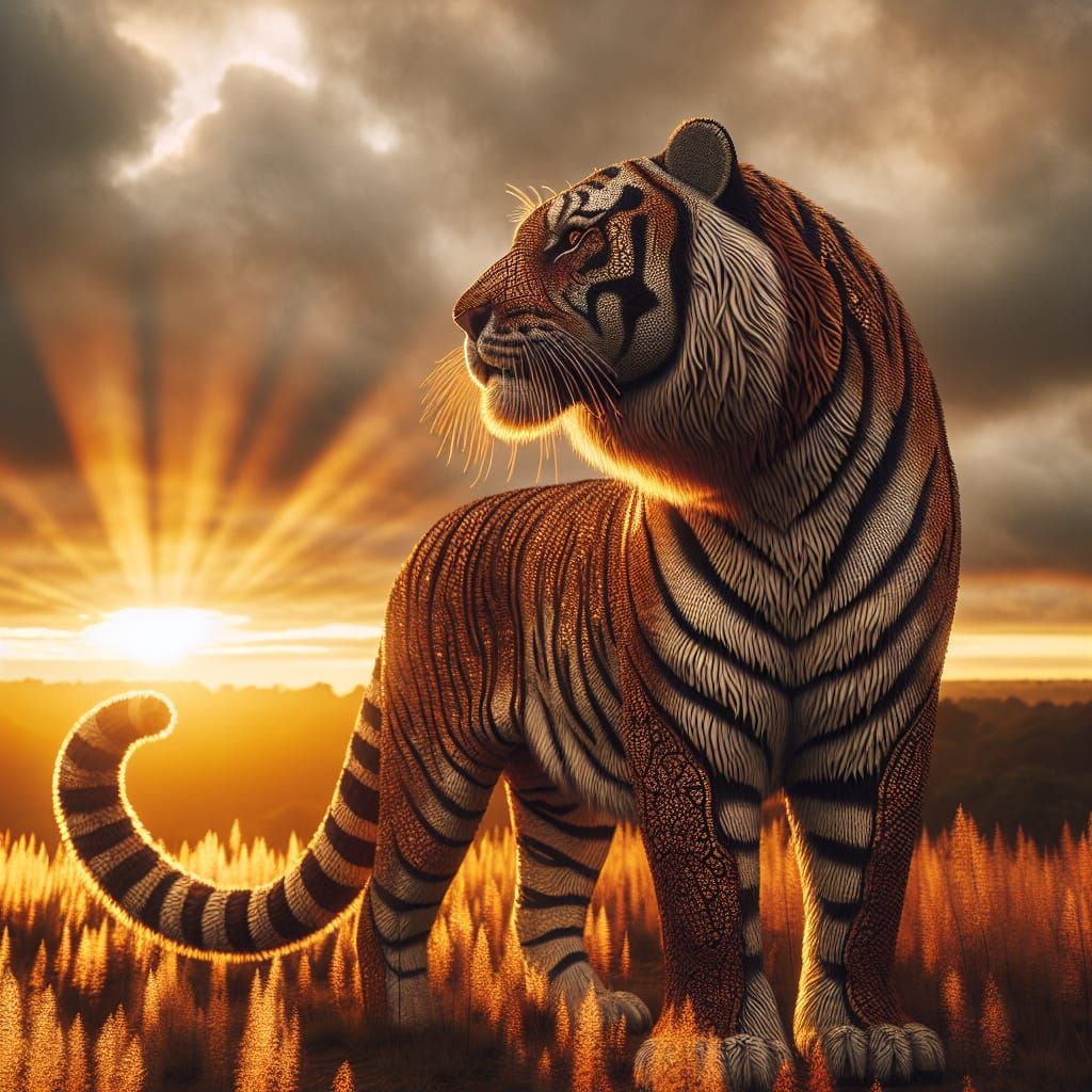 Majestic Tiger in Golden Sunset Light