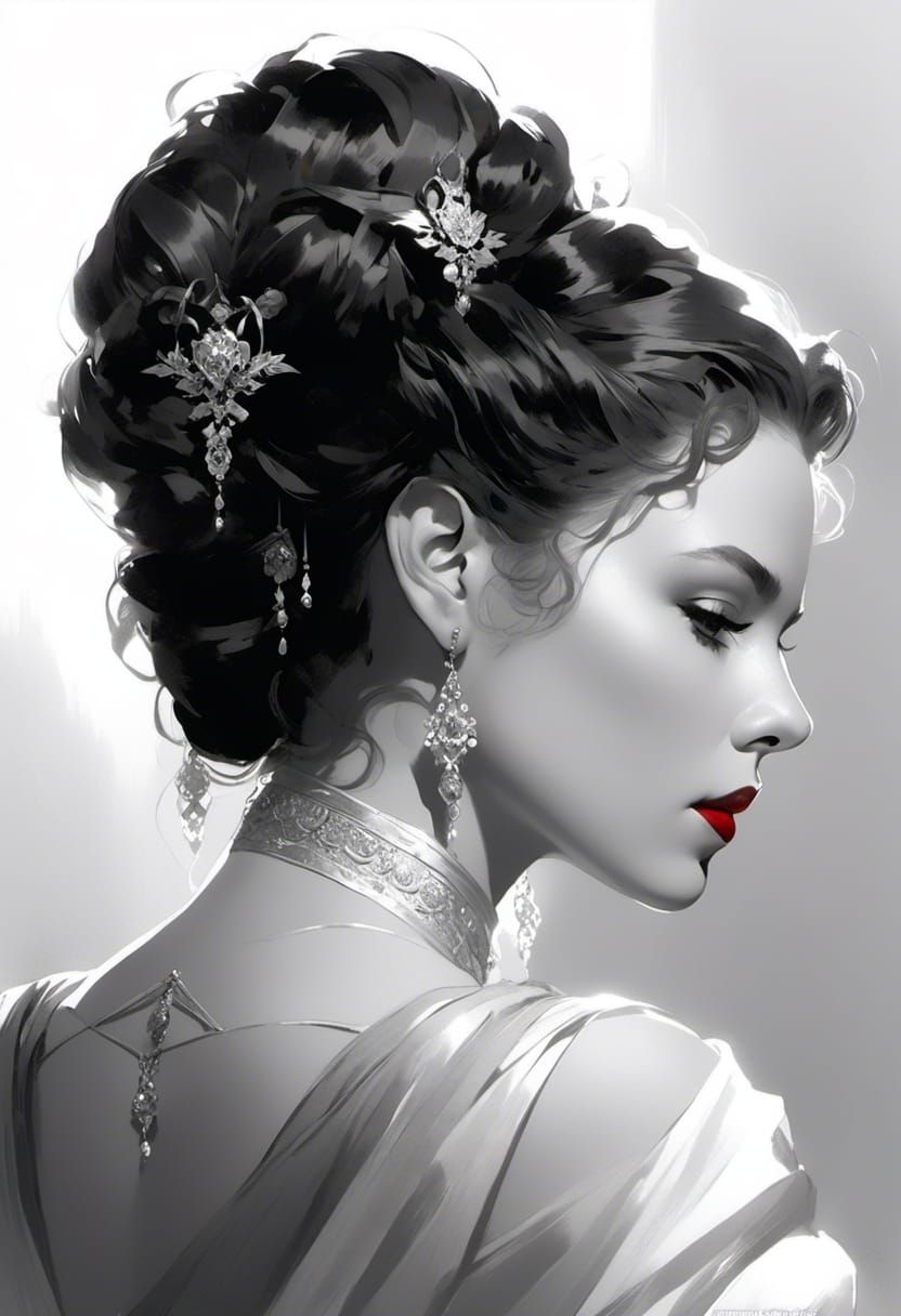 Queen of Blades Portrait in Art Nouveau Style