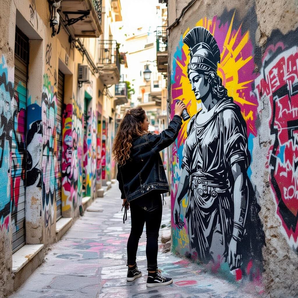 Athena: Greek Goddess as Street Artist