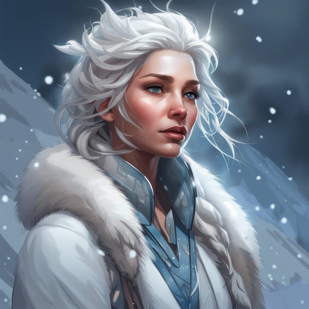 Snow Goddess Portrait in Art Nouveau Style