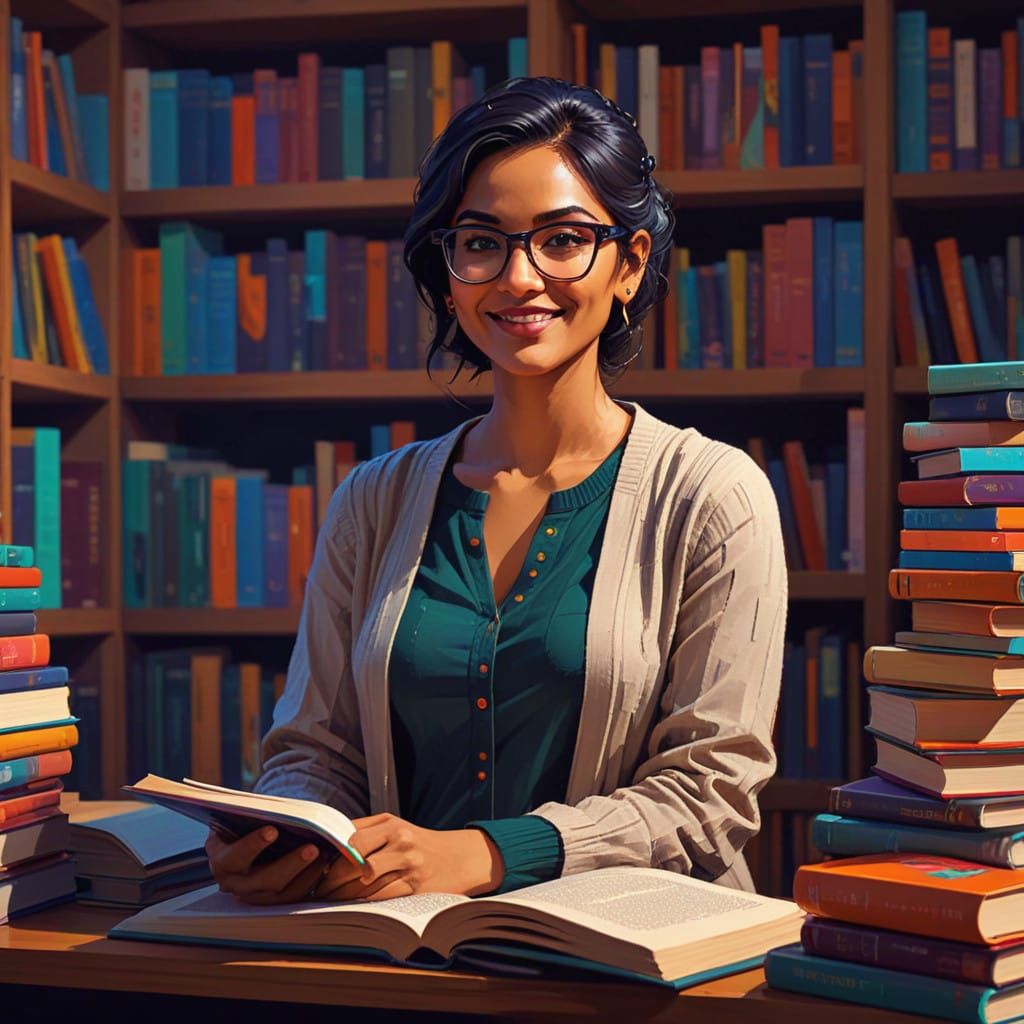 Bookish bliss in pixelated paradise