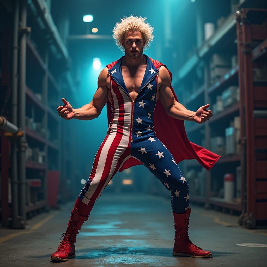 Ethereal Wrestling Champion in Synthwave Attire