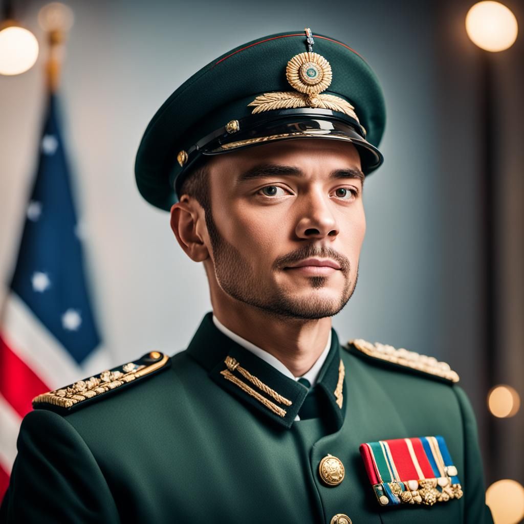 Formal Portrait of a Modern General in Uniform