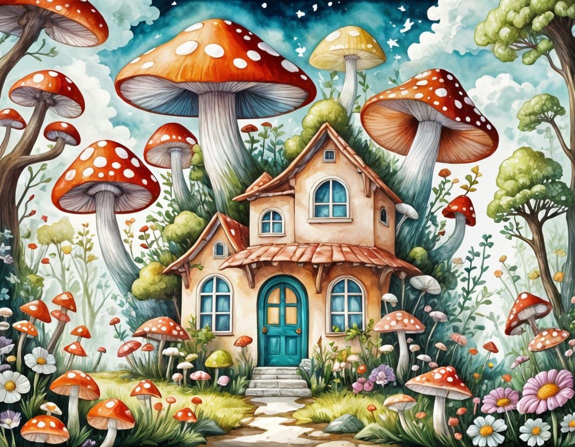 Whimsical Dreamhouse in Vibrant Floral Wonderland