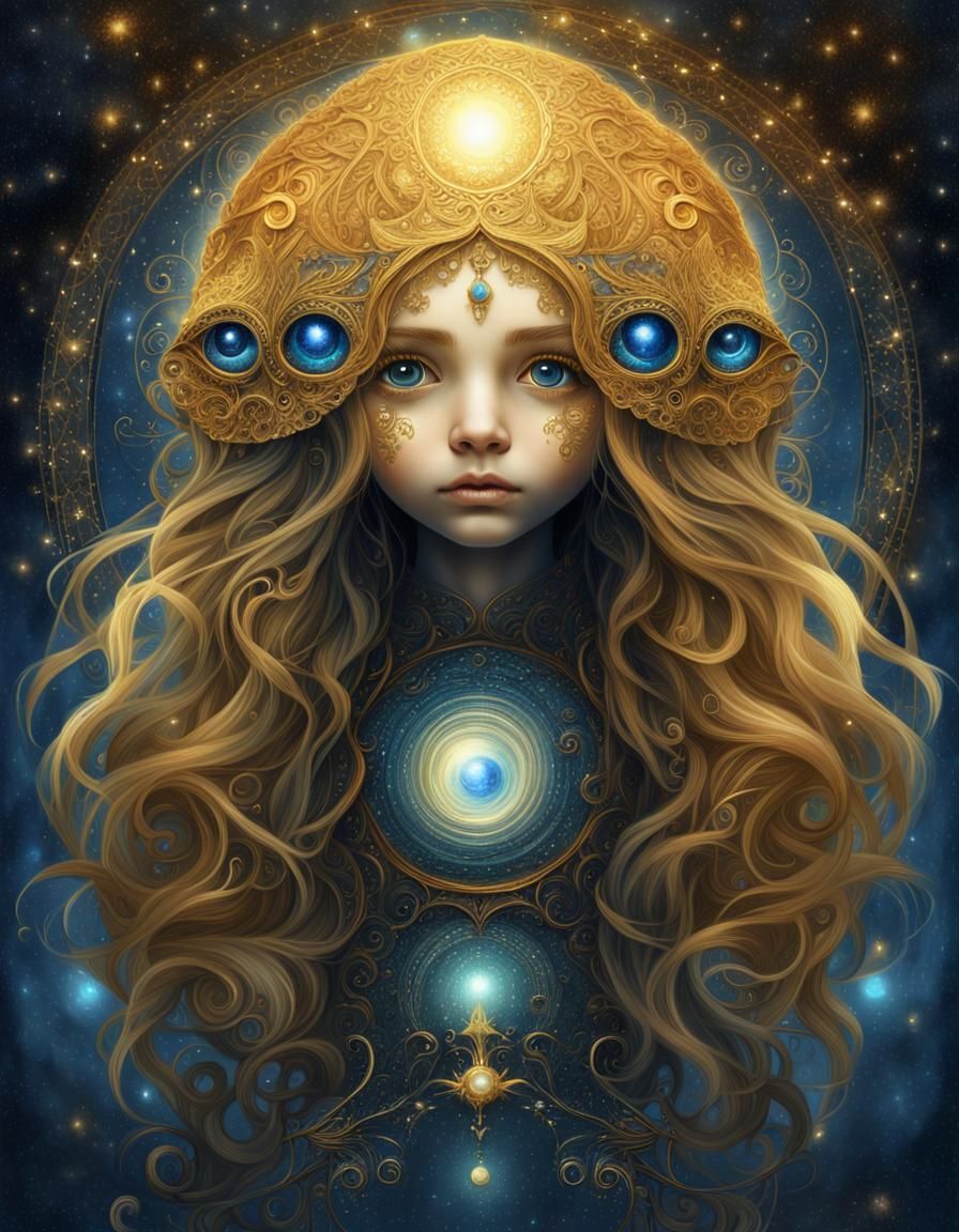 Mystic Star Child in Space Digital Art