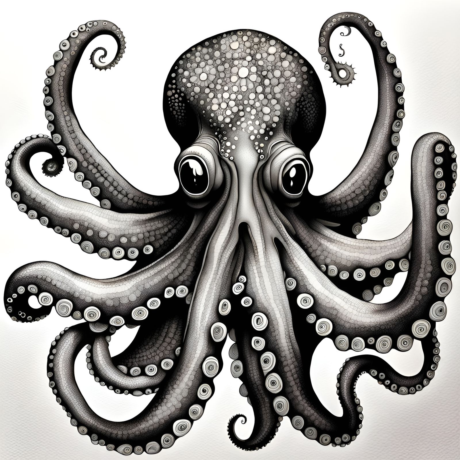 Detailed Octopus Ink Drawing