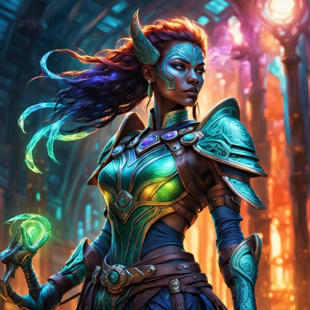 Zorathian Huntress Syl'Reth in Sci-Fi Concept Art