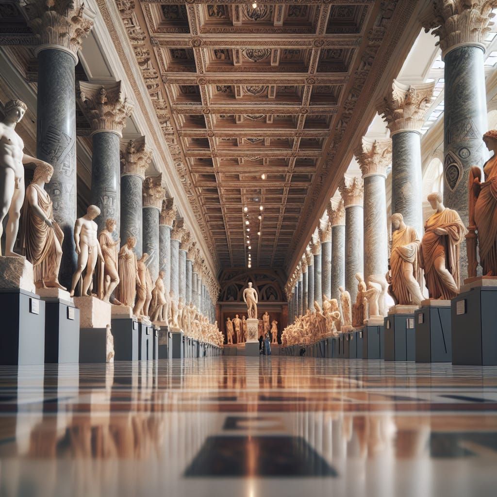 Grand Hall of Ancient Greek Marble Statues