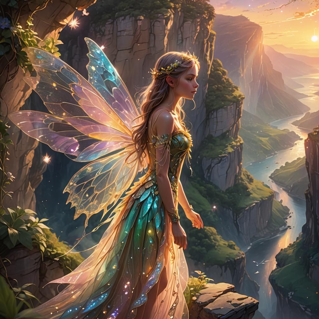 Fairy at Sunset in Fairycore Style