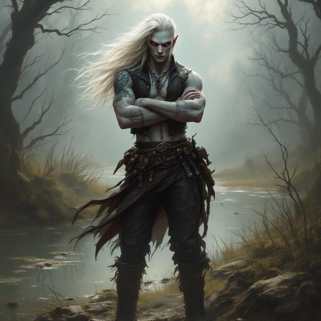 Albino Drow in Oil Realism Style