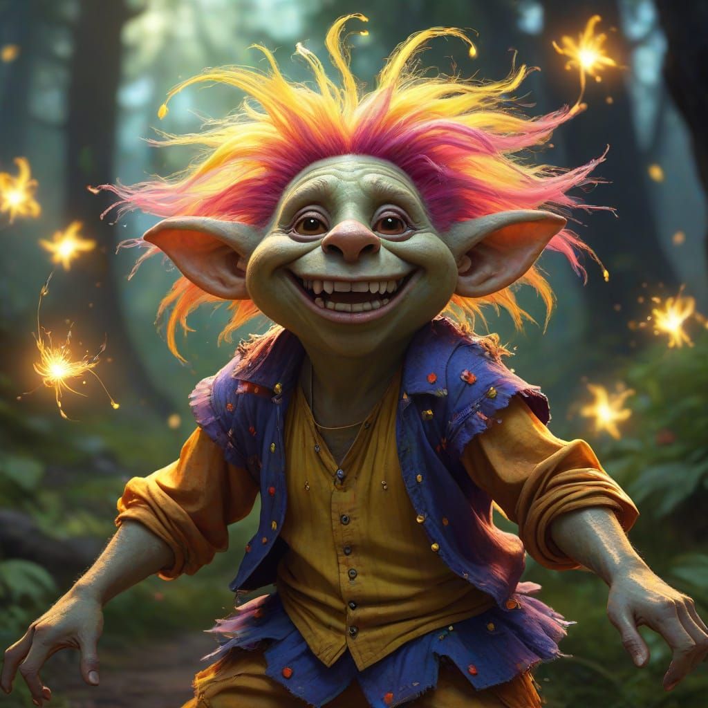Dancing Troll in a Whimsical Fantasy Land