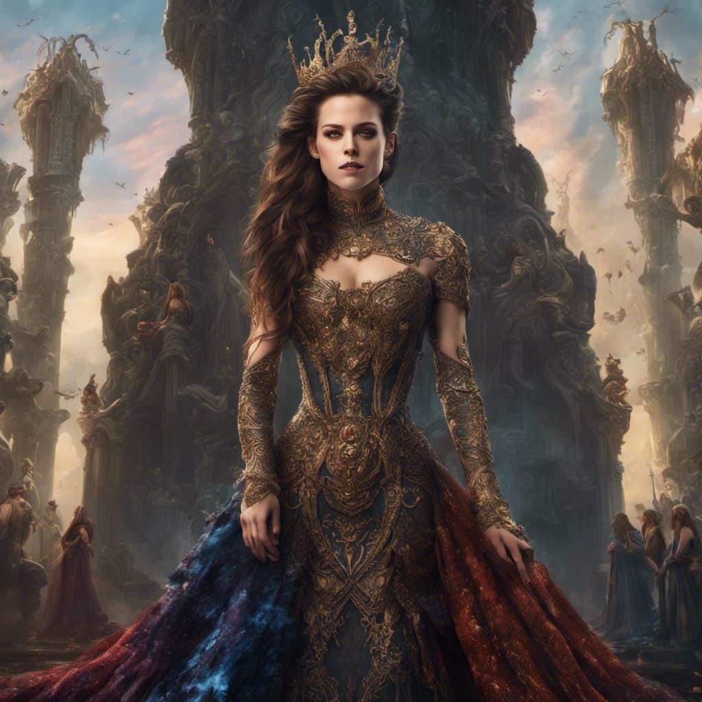 Kristen Stewart and Kate Beckinsale Kissing in Queen Gowns