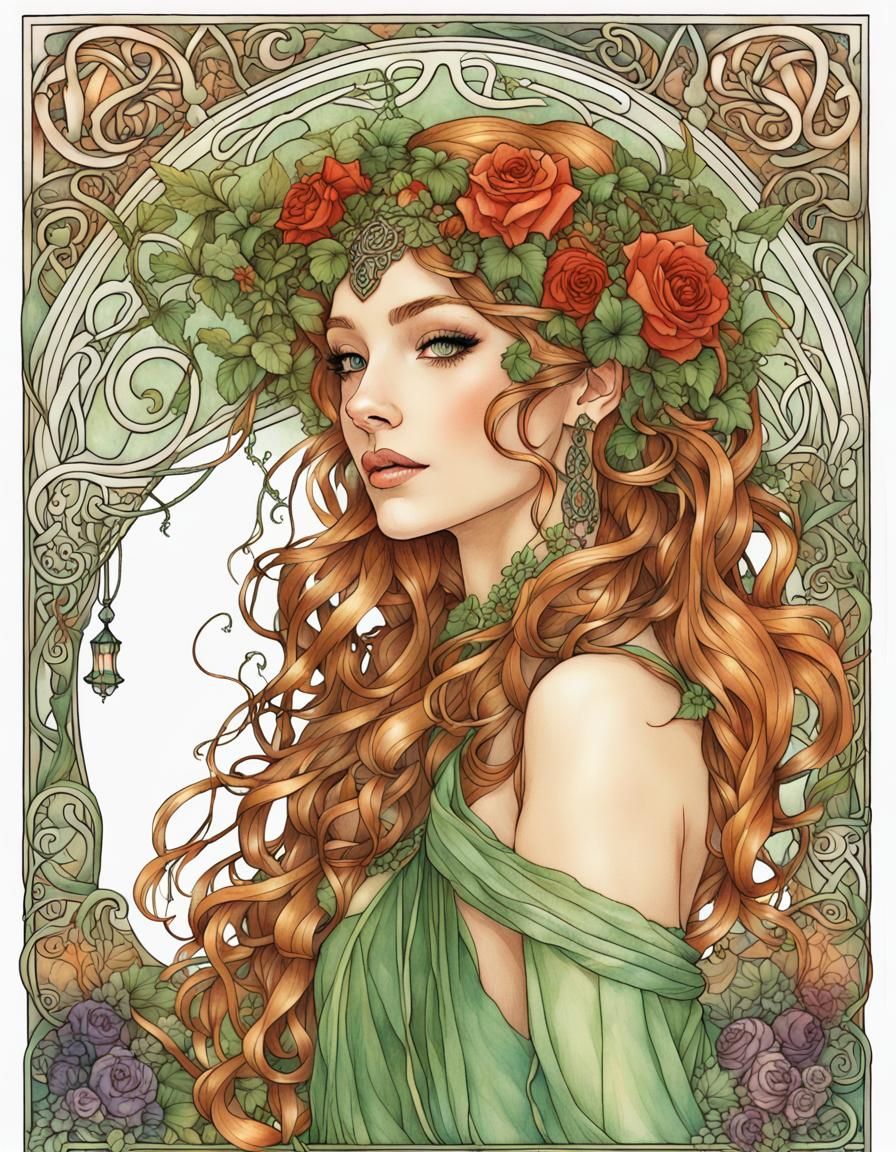 Art Nouveau Fairy Castle with Celtic Border