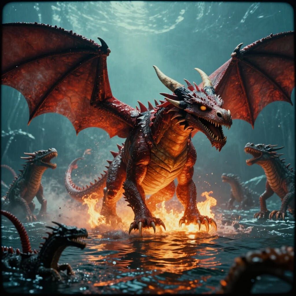 Epic Dragon Battles Fiery Sea Monsters Cinematic Film