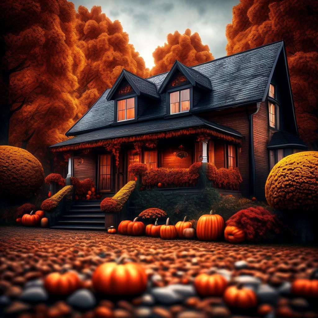 Autumn Cozy Home Interior in Hyperrealistic Style