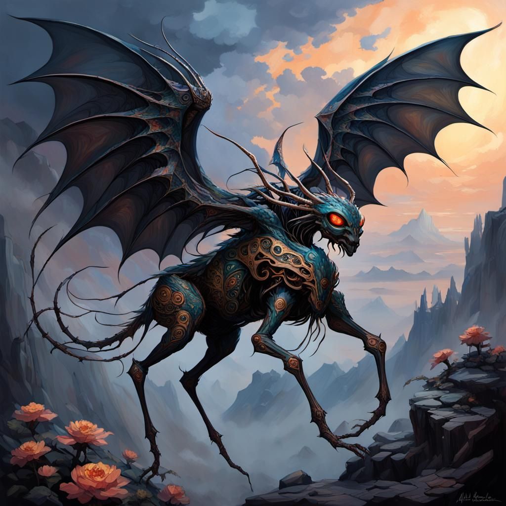 Majestic Drider in Twilight Abyss, Fantasy Art