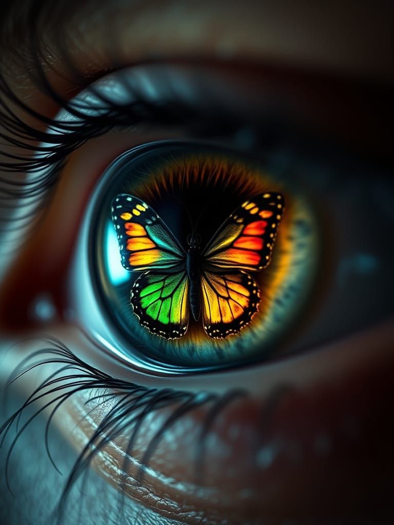 Stunning Cinematic Eye with Butterfly Pupil
