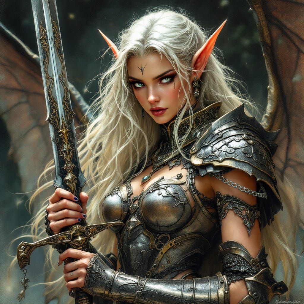 Fierce Fairy Warrior in Chainmail Armor