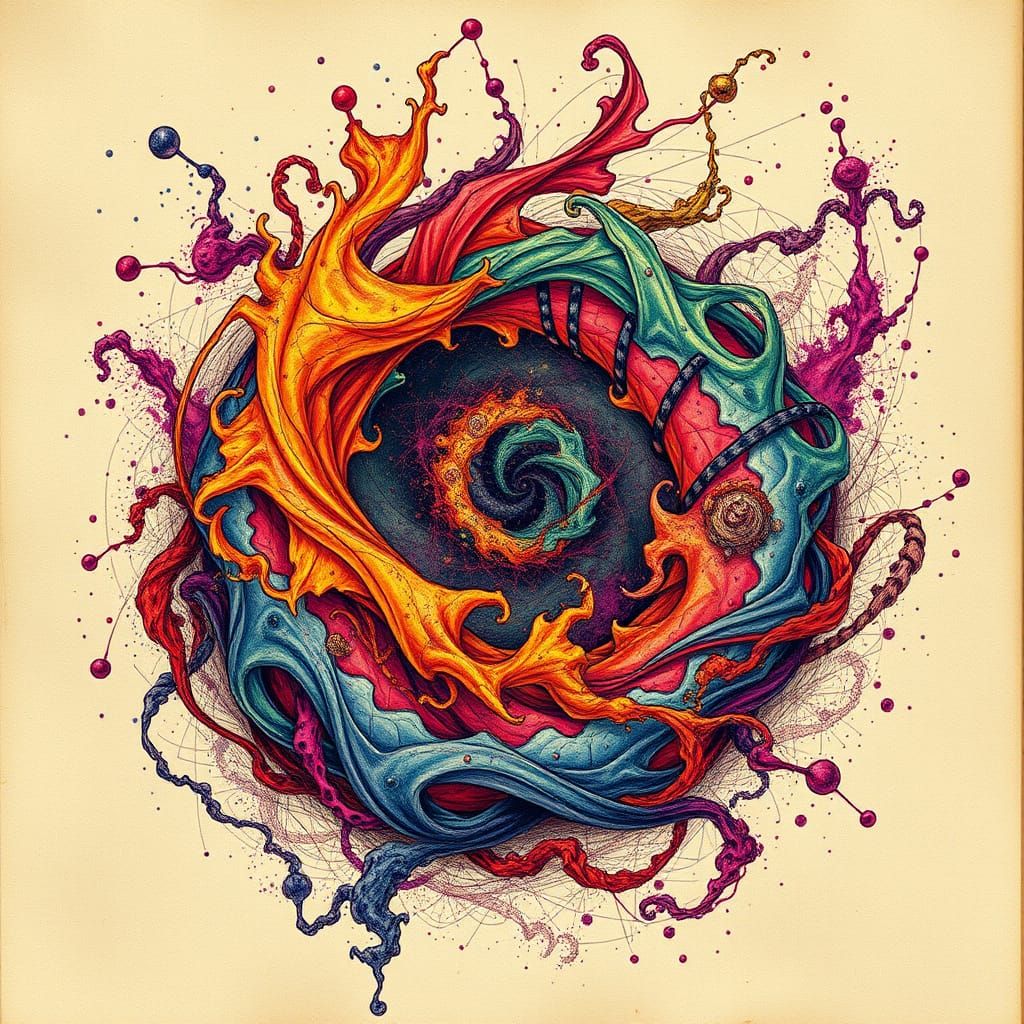 Fractal DNA Tendrils Unravel Reality in Vibrant, Psychedelic...