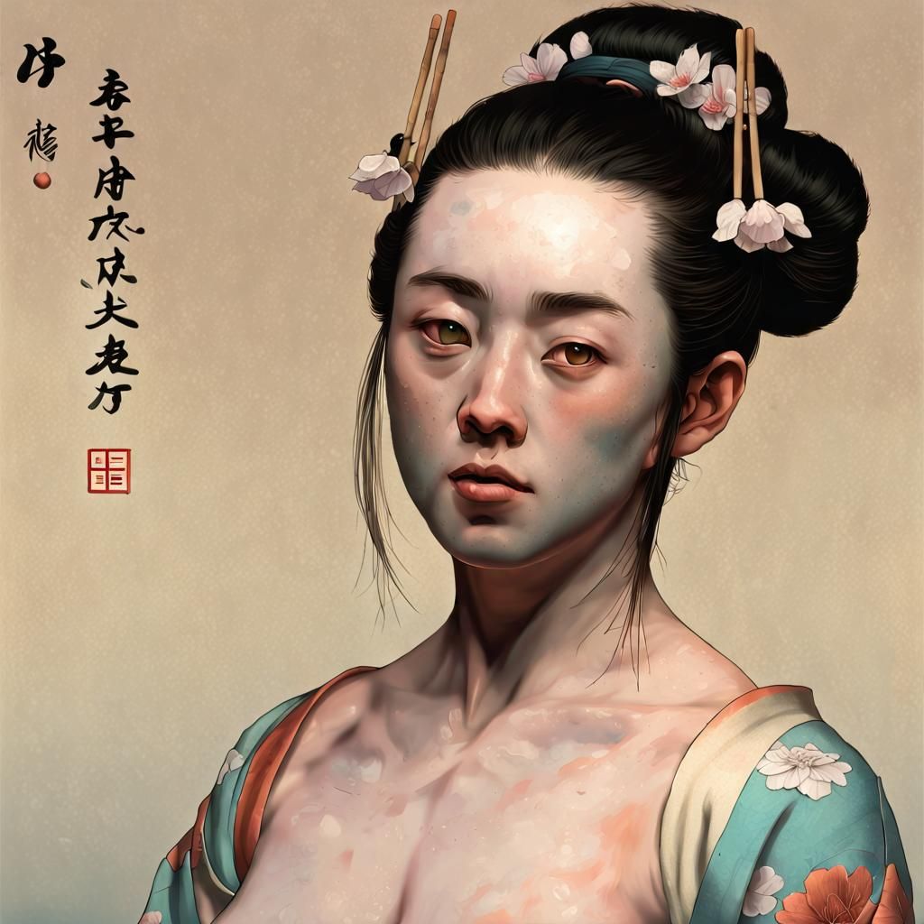 Mannerism Anatomy Study in Ukiyo-e Tonalism Style