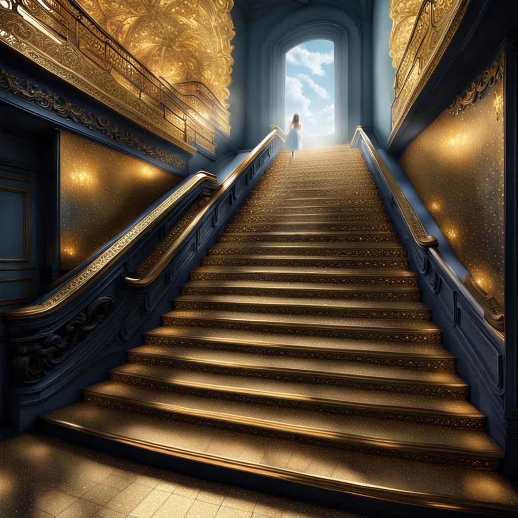 Gilded Lady Ascending Stairway to Heaven