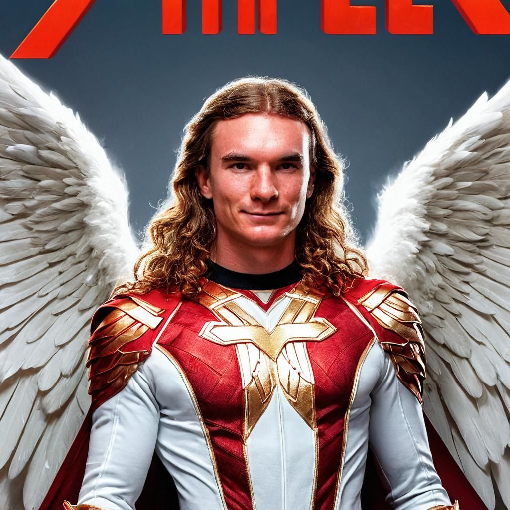 X-Men Angel Superhero in Comic Book Art Style