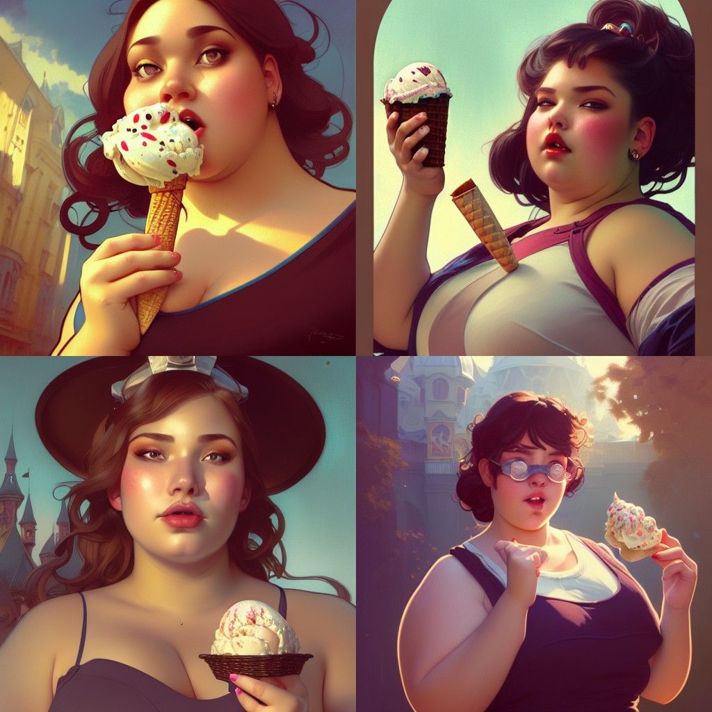 Playful Portrait of a Curvy Woman with Ice Cream