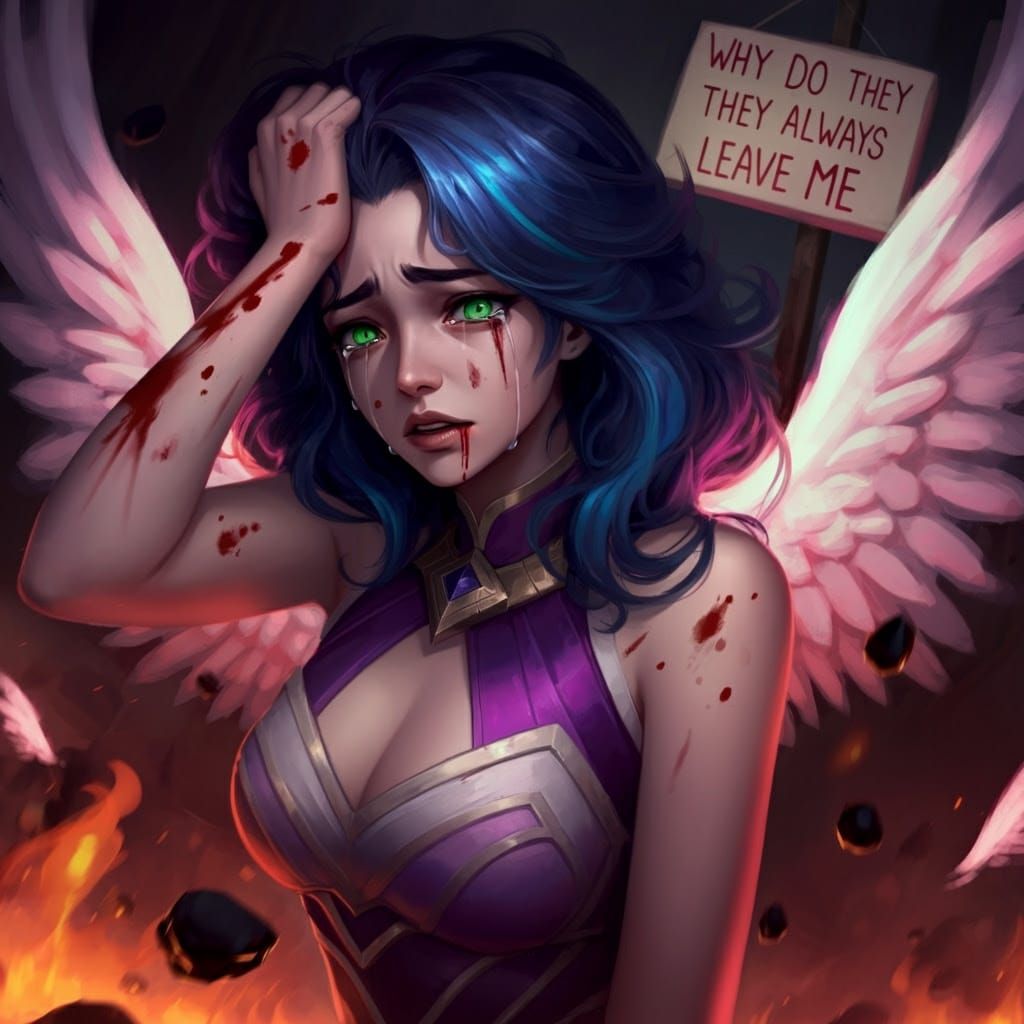 Distressed Angel in Edgy, Kinetic Style