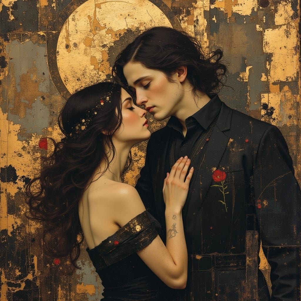 Embracing Couple as Art Nouveau Saints