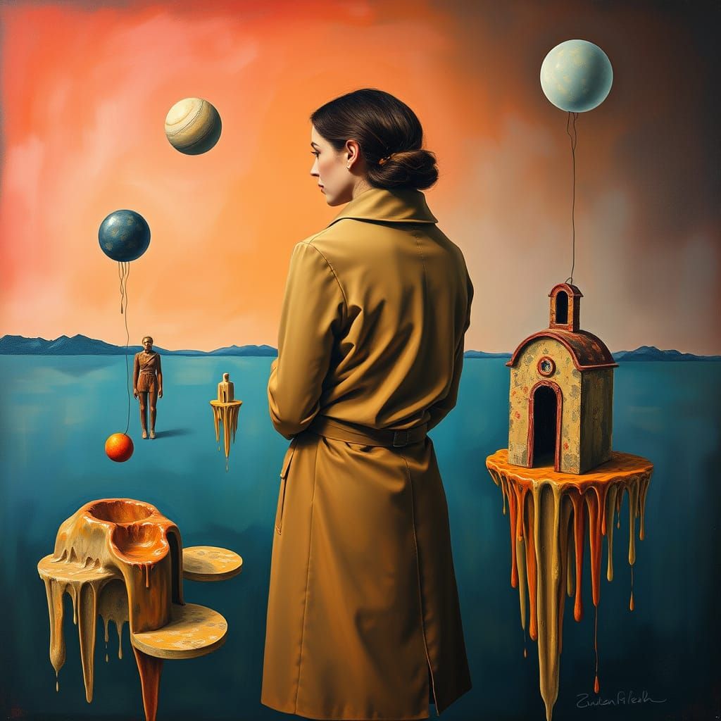 Dreamlike Embrace in Surrealist Style