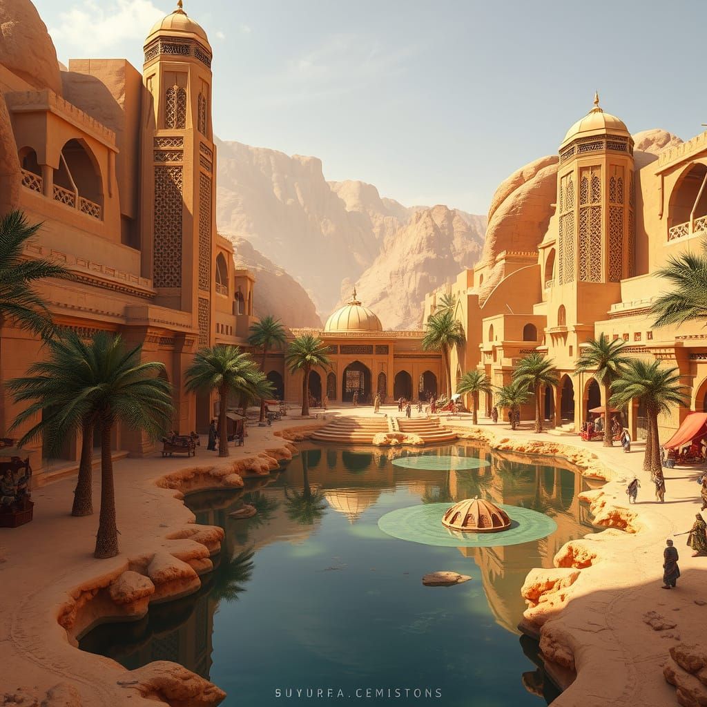 Ancient Desert Metropolis in Vibrant, Cinematic Splendor