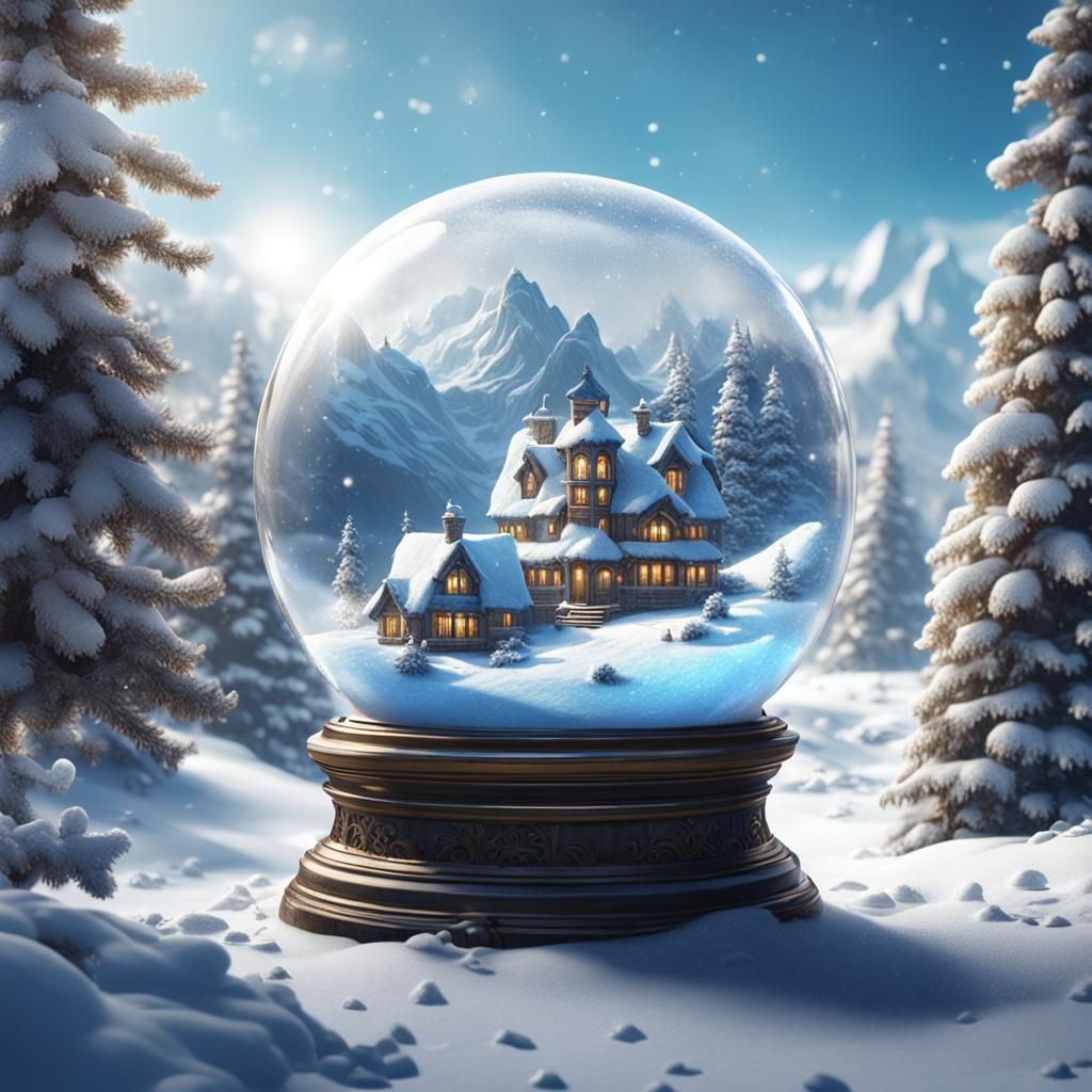 Winter Day in Snow Globe: Matte Painting