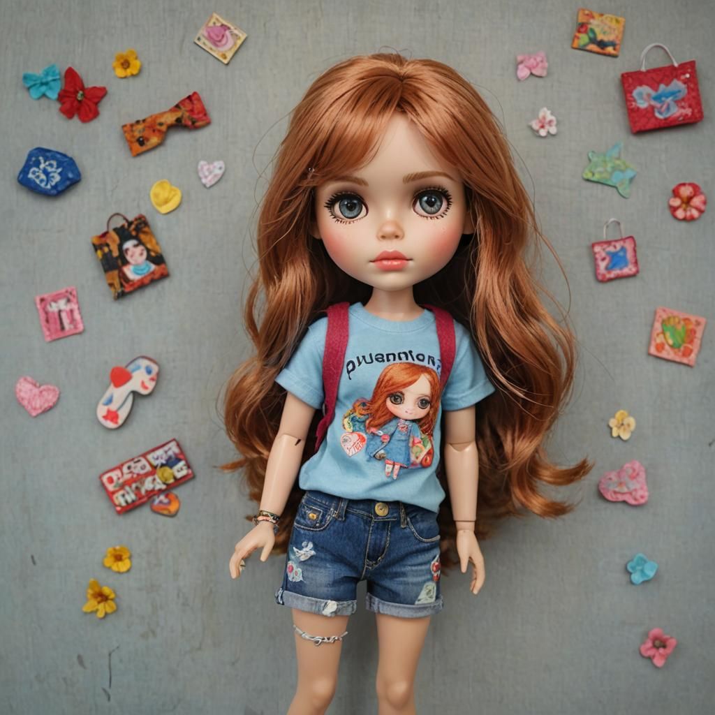Blythe Doll with Shopping Bags, Dreamy Ethereal Style