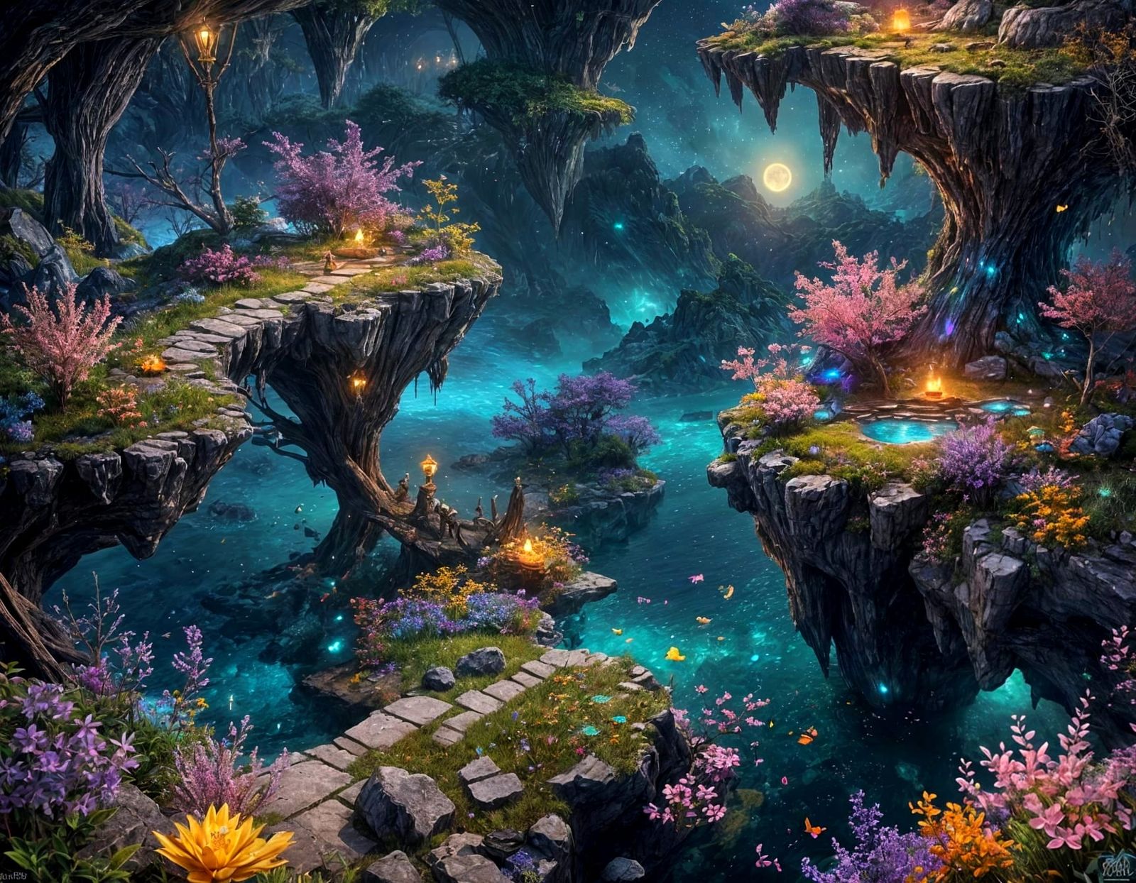 Fantastical Night: Constellations Over Crystal Waters