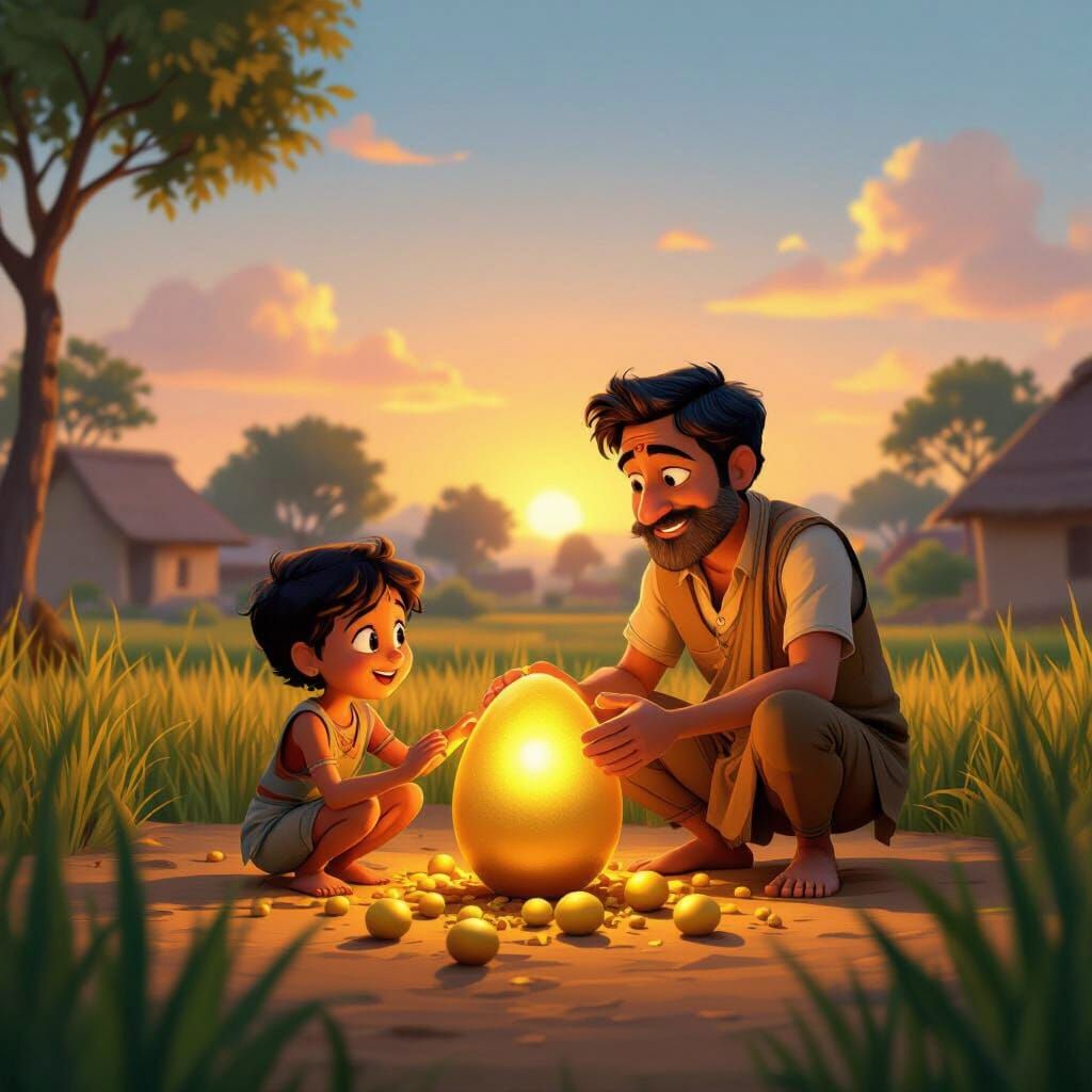 Indian Farmer Discovers Golden Egg in Animated Fable