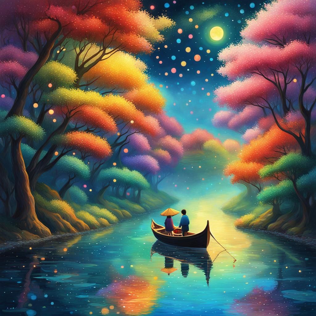 Dreamy River Journey in Anime Style