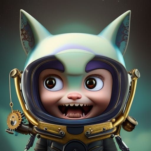 Cute Baby Shark Toddler in Steampunk Style