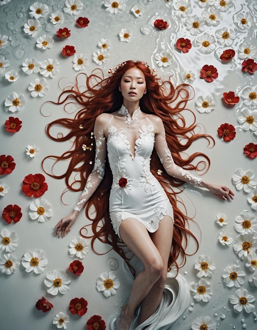 Baroque Fashion: Supermodel in Milk Bath