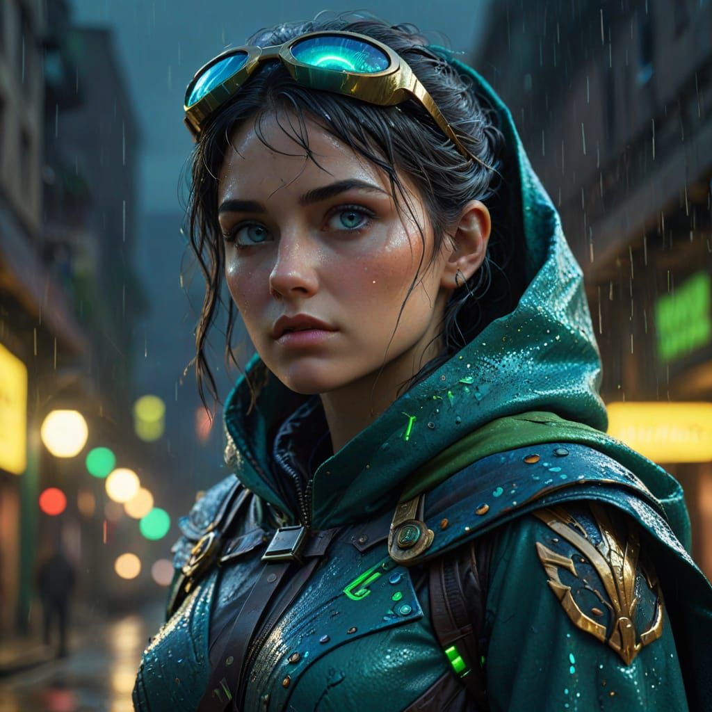 Mythpunk Odysseus with Neon Bow in Digital Art