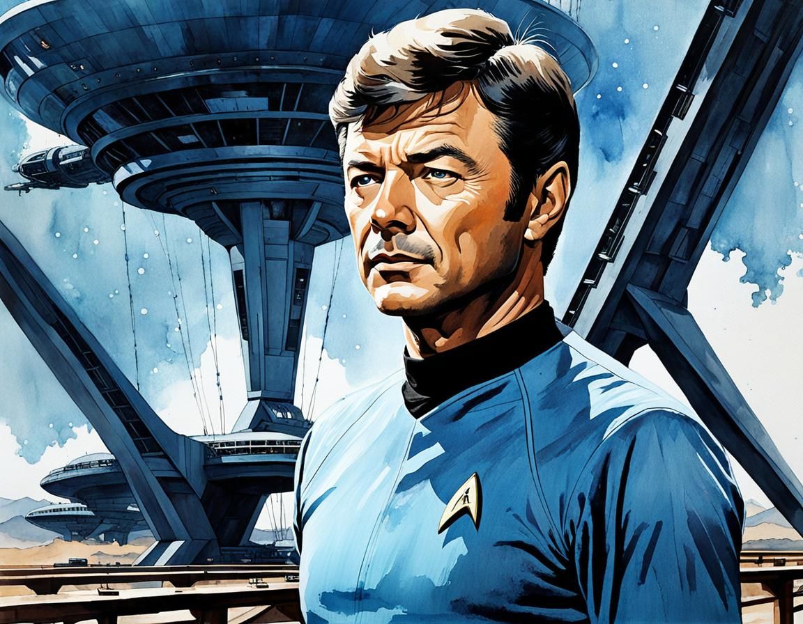 Dr. McCoy Watercolor Portrait on Starship Enterprise